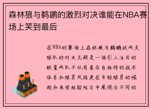 森林狼与鹈鹕的激烈对决谁能在NBA赛场上笑到最后